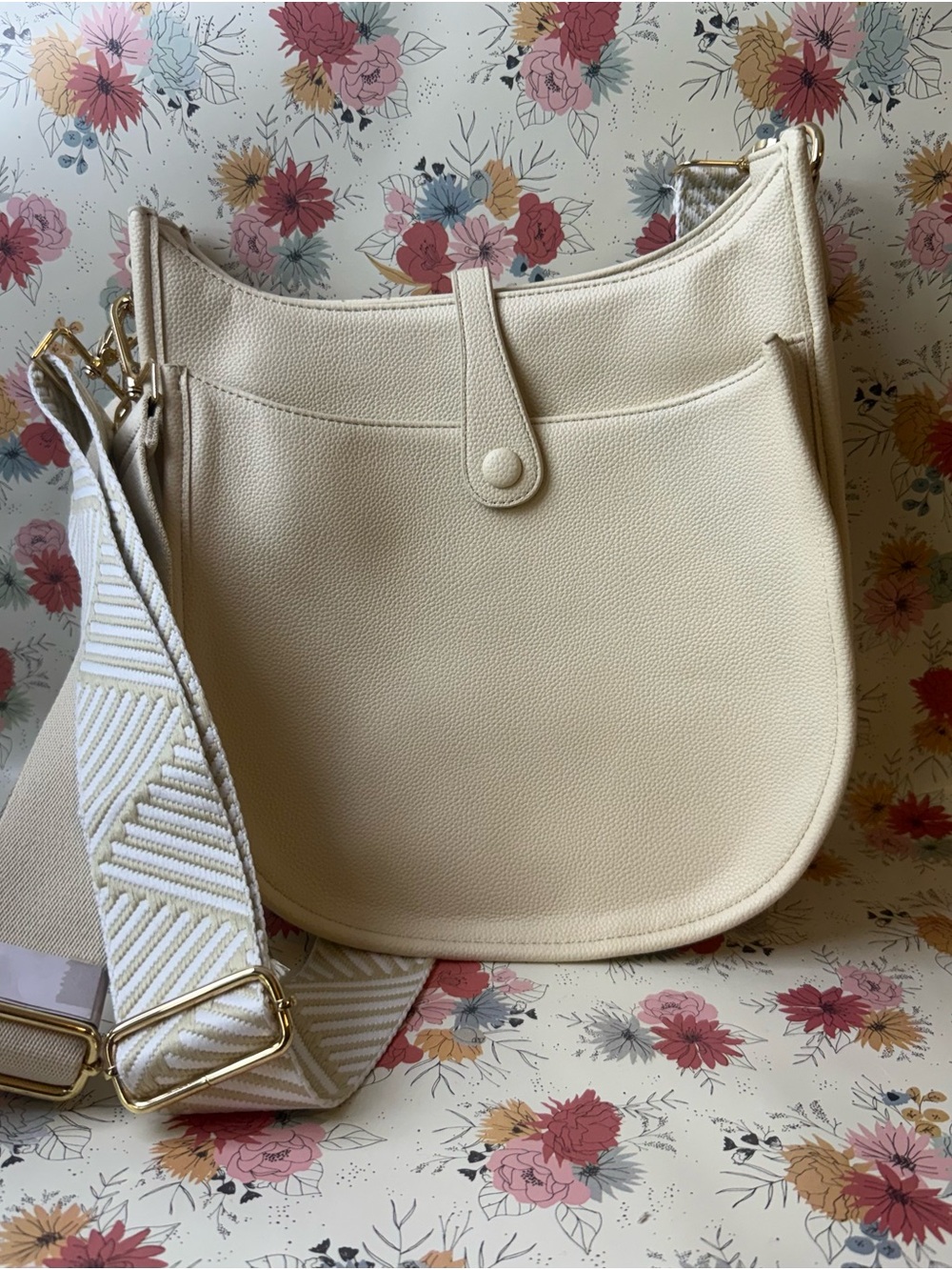 Ah-dorned Crossbody Bag with Wide Straps- 2 Straps included